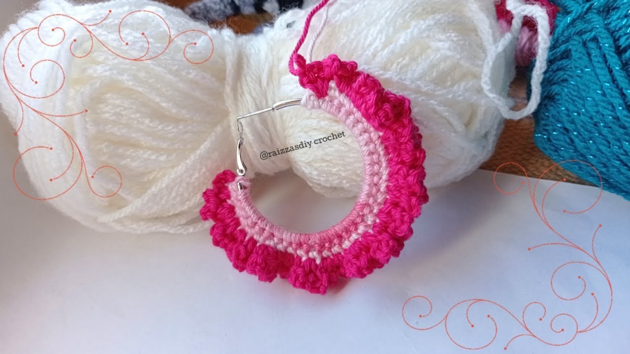 You will love this design, it's super easy, cute and quick - Crochet hoop summer earrings Tutorial