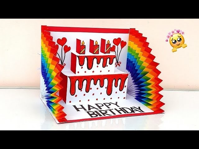 DIY 3D Pop Up Birthday card. Birthday cake pop up card. Happy Birthday card ideas. Easy cake card