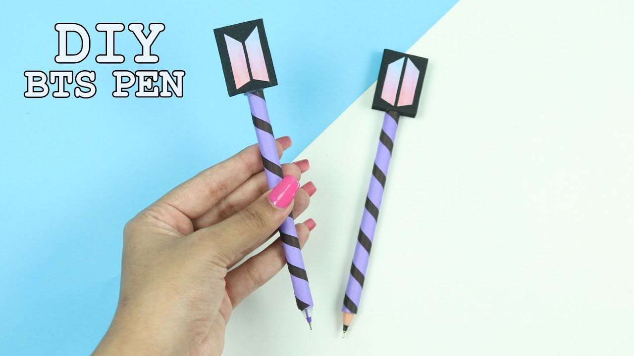 DIY BTS Pen. Pen Decoration Craft. School Supplies Crafts & Hacks. Paper Decor Ideas