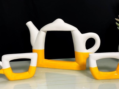 DIY Decorative Tea Set | White Cement Craft  for beginners