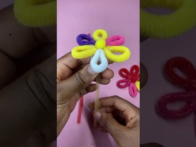 DIY Hair bands, Straws and Plastic bottle for Flower decorations #shorts #Ideas #DIY