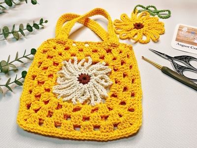 ???????? DIY Simple Crochet Pouch Bag of Flower | Crochet bag tutorial