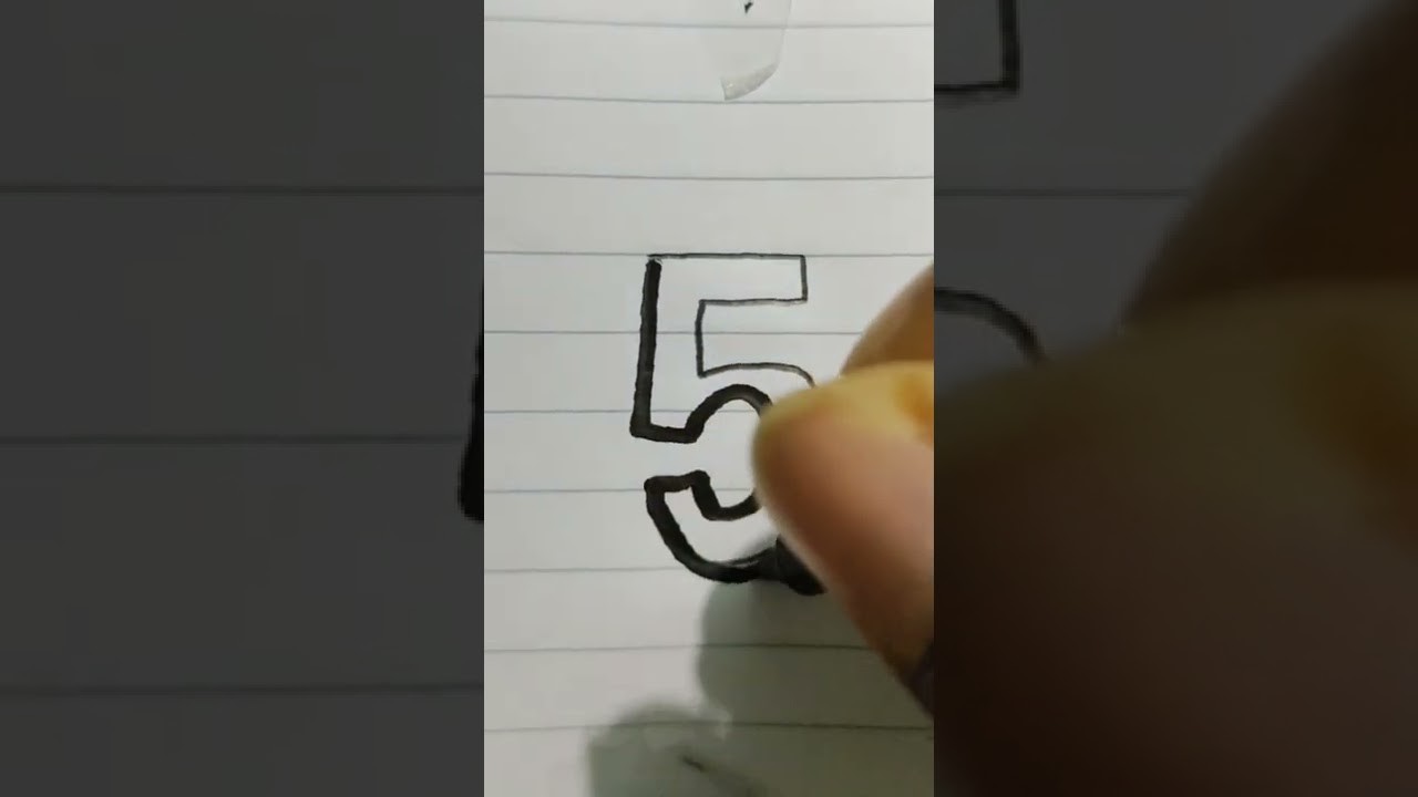 Drawing the number 5 in 3d easy | Doodle art for beginners#shorts