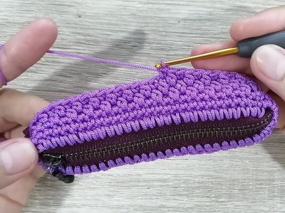 Easy DIY crochet coins purse with zipper????Step By Step????????Lai Thai stitch​