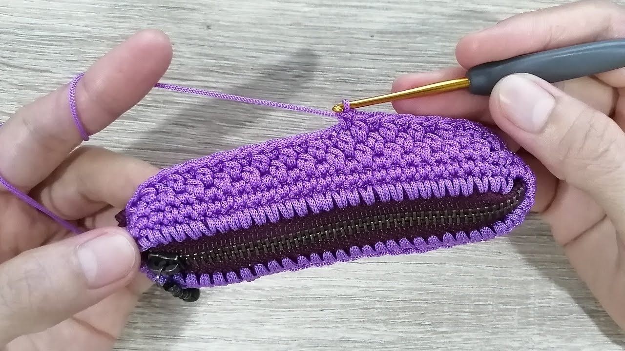 Easy DIY crochet coins purse with zipper????Step By Step????????Lai Thai stitch​
