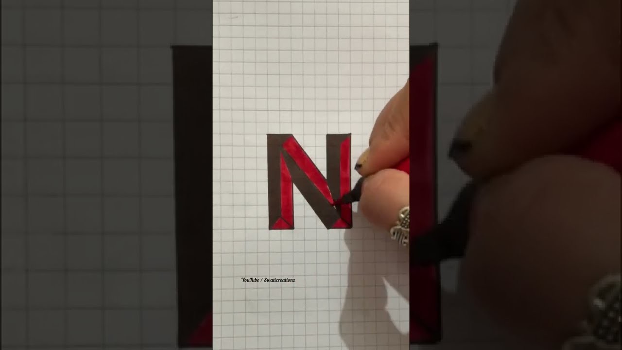How to draw 3d Letter ‘N’ #shorts  #ytshorts  #viral  #drawing