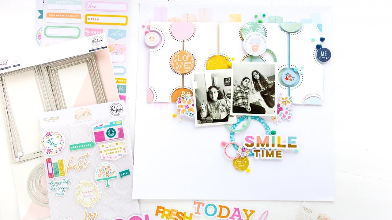 Live with Nathalie -  Modified Rainbow Scrapbook Layout