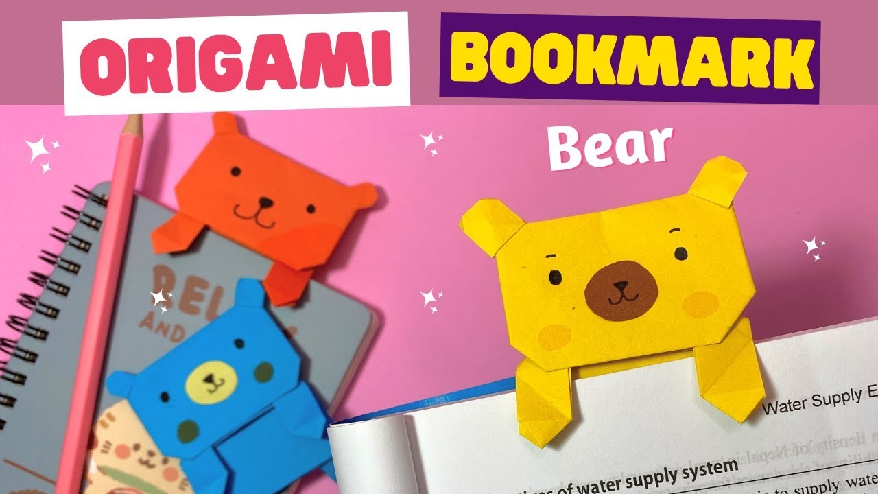 Origami Paper bookmark Teddy Bear. DIY Bookmark