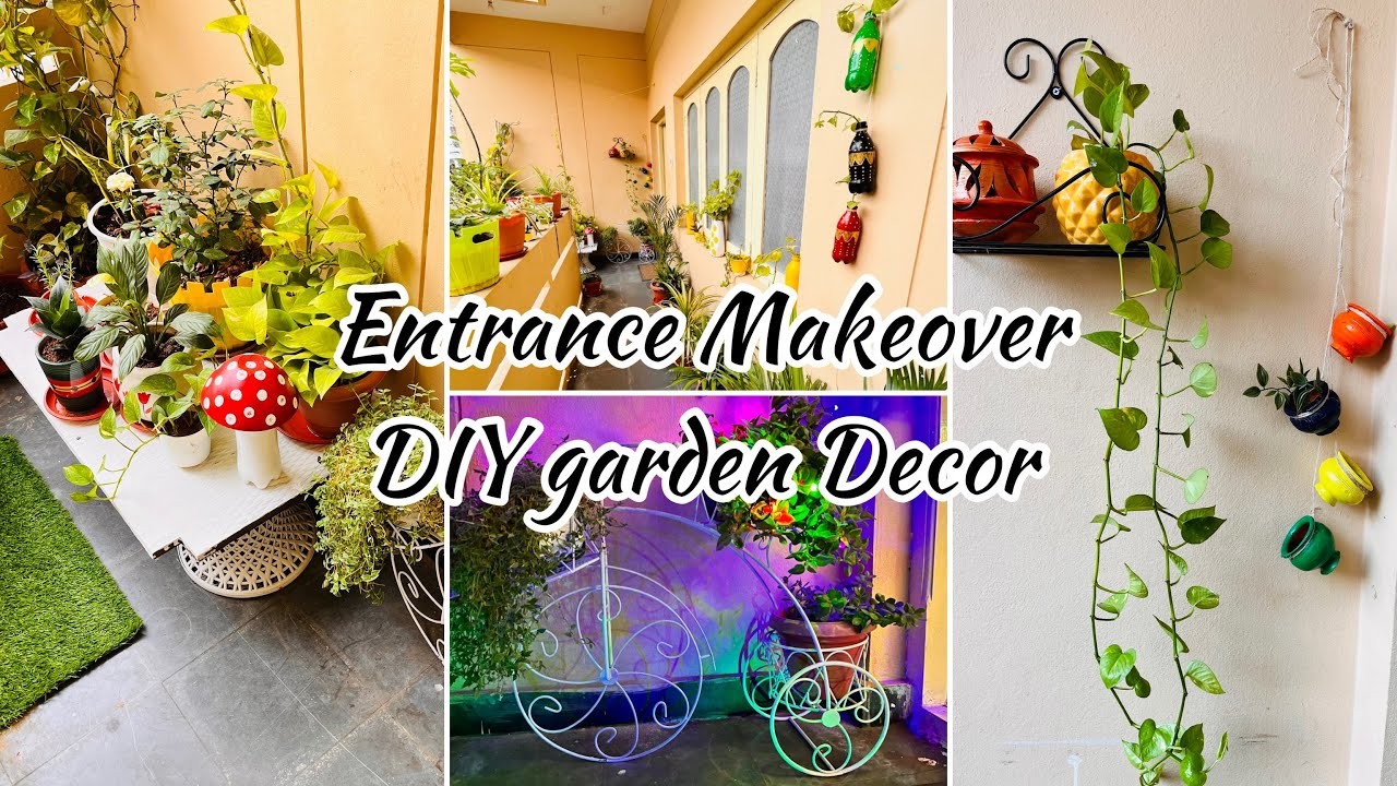 Small Entrance.Entryway Makeover | DIY balcony garden decor ideas|entrance makeover
