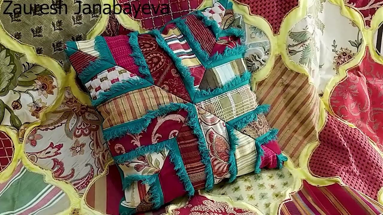 Techniques in patchwork. Patchwork design. Patchwork from strips of fabric.