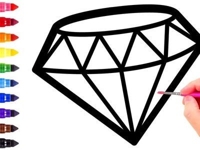 Cómo dibujar un diamante para niños | Wie man Diamanten für Kinder zeichnet | How to draw diamond