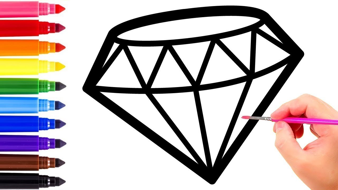 Cómo dibujar un diamante para niños | Wie man Diamanten für Kinder zeichnet | How to draw diamond