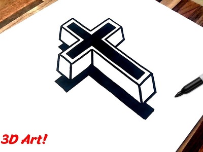 ❌ Cross Drawing 3D on Paper with Black Marker