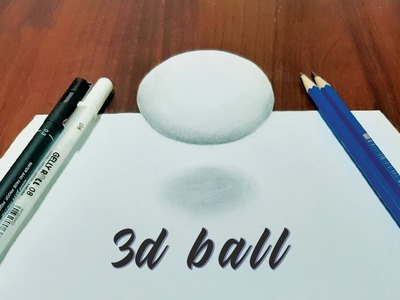 How to draw 3d floating ball-amazing anamorphic optical illusion
