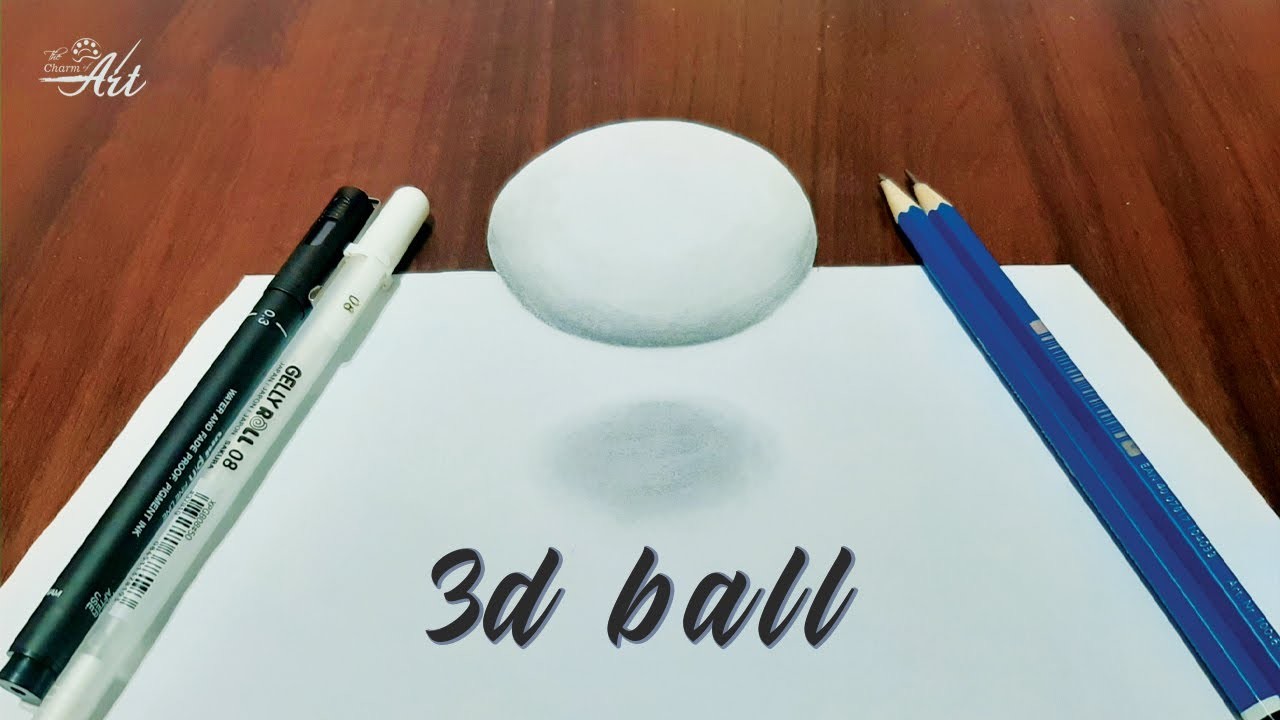 How to draw 3d floating ball-amazing anamorphic optical illusion