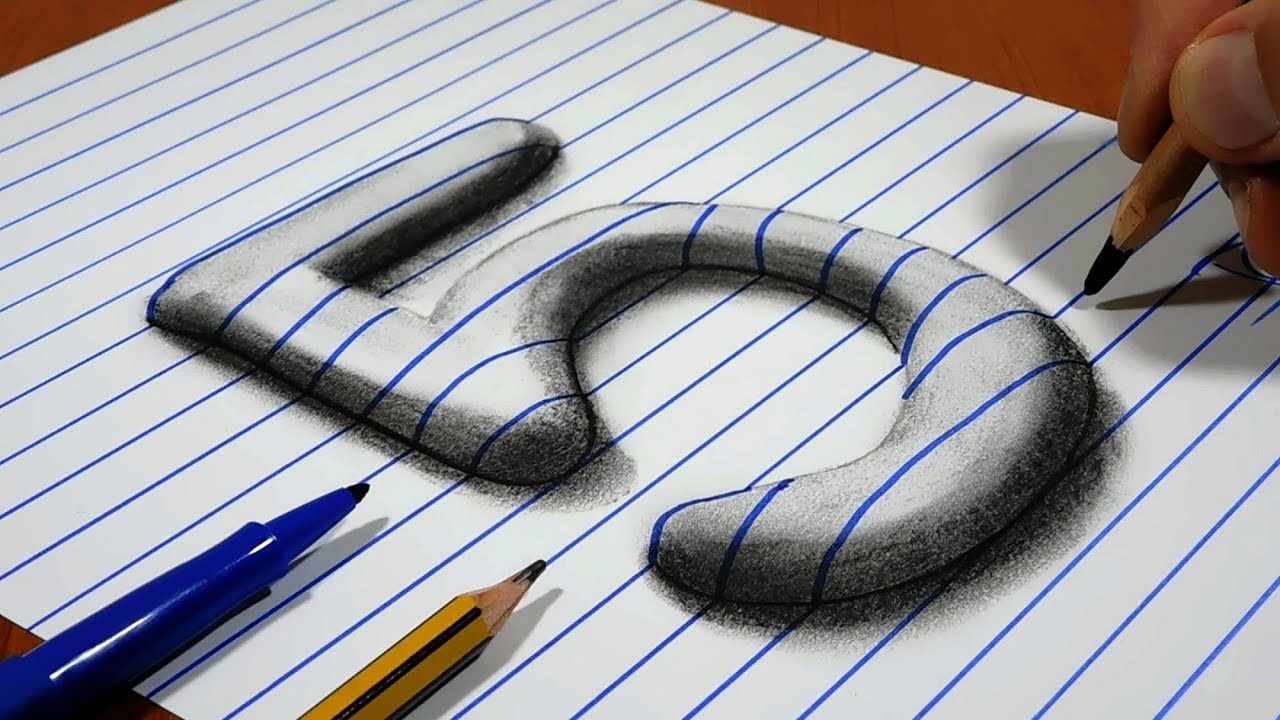 How to Draw Number 5   Drawing 3D    Art on Line Paper