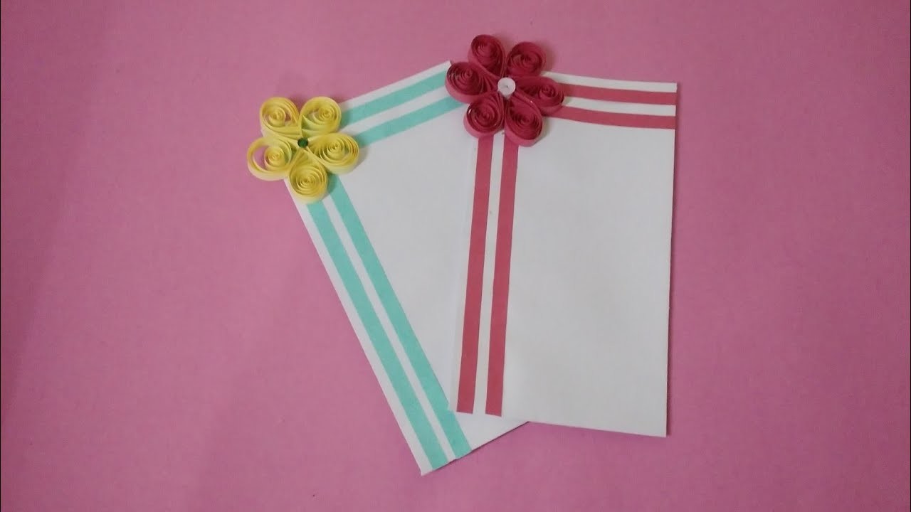How To Make Beautiful Design On Envelope ✉ With Paper Quilling | Design On Envelopes