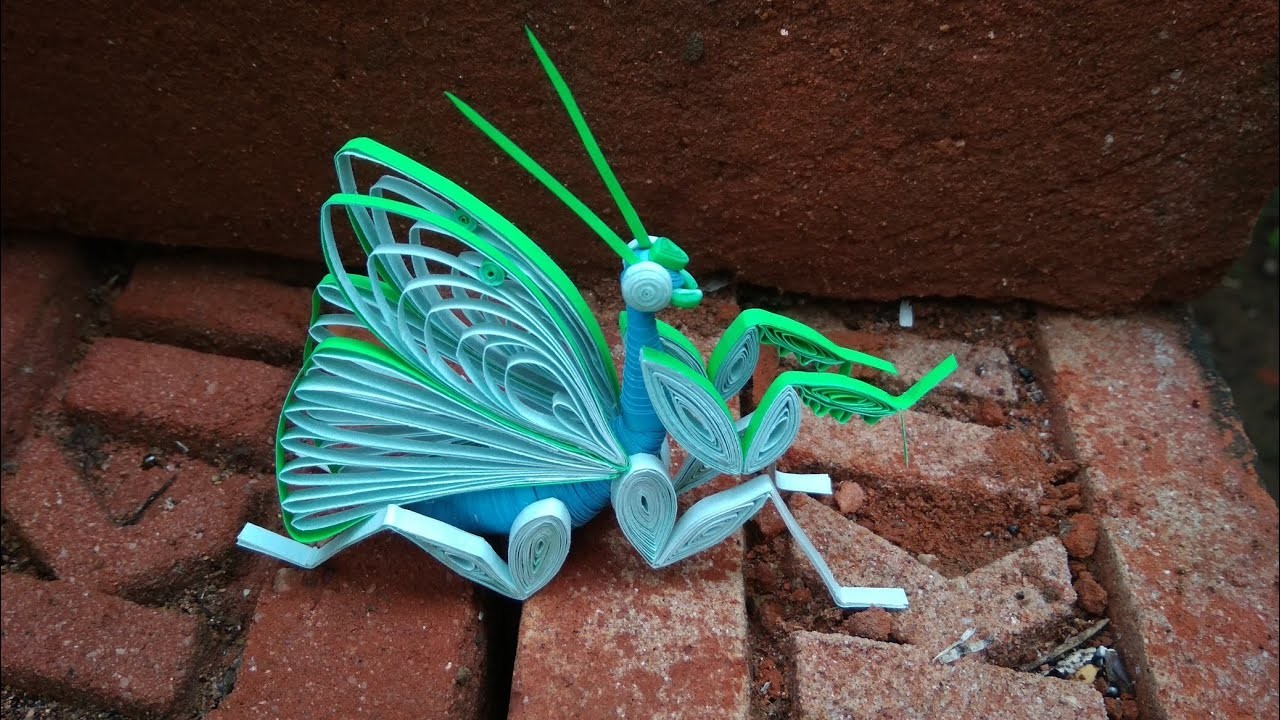 Paper quilled grasshopper - 3d craft. grasshopper making video | diy grasshopper