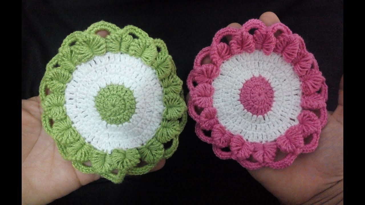 Porta copos de crochê (very popular motif model crochet knitting)