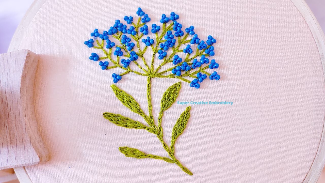 Super Creative Flower Embroidery with Beads #1. Easy Hand Embroidery Design Flower Stitch Beginners