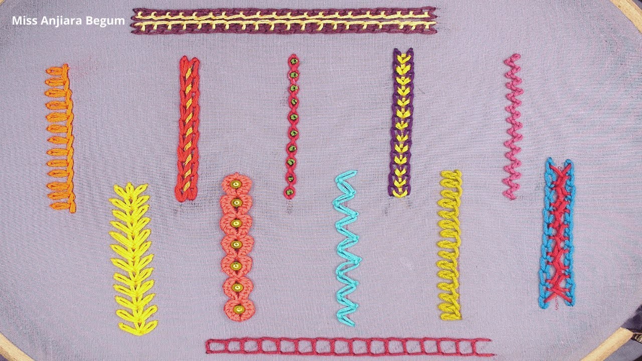 Twelve extraordinary Hand embroidery chain stitch tutorials, Various kinds of chain embroidery