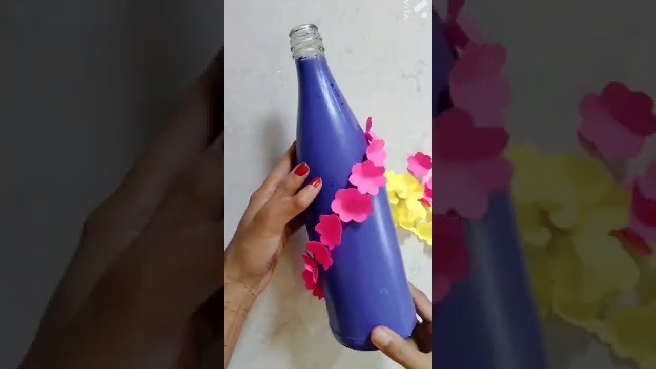 Bottle decoration craft.  ????❤️????glass bottle decoration ideas.  bottle decoration using paper. 