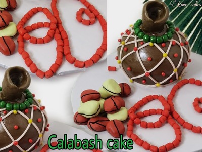 Calabash cake design |Traditional Wedding Cake|how to make a Calabash cake |fondant coral beads