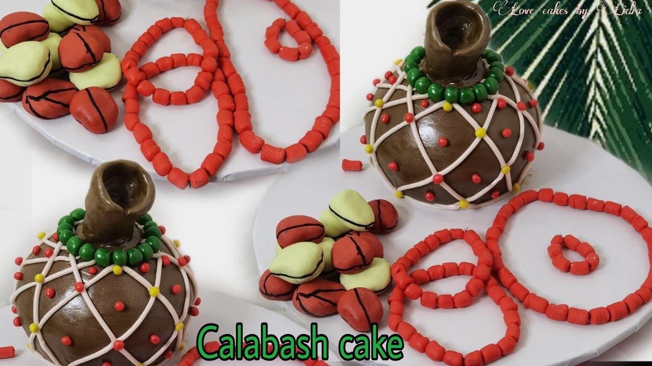 Calabash cake design |Traditional Wedding Cake|how to make a Calabash cake |fondant coral beads