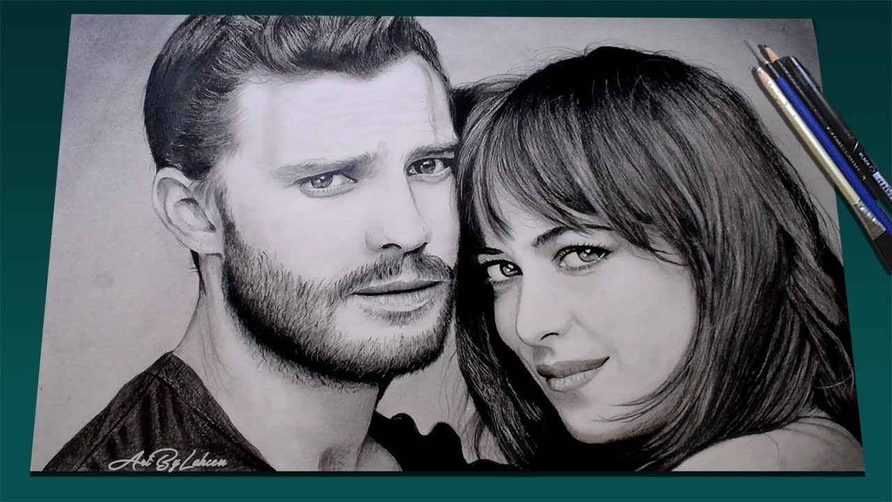 Dakota Johnson and Jamie Dornan pencil Drawing | Ana and Christian pencil drawings