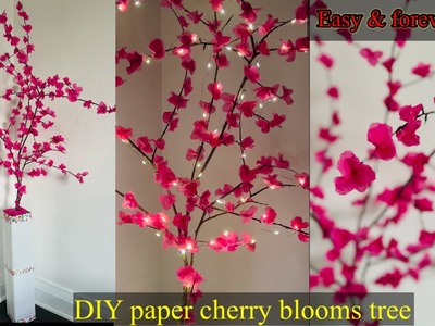 DIY Paper cherry blossom tree.beautiful pink cherry blossom tree under $5 #diy #carft #cherryblossom