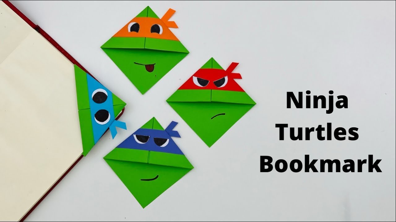 DIY Paper NINJA TURTLES Corner Bookmark!!! Paper Crafts For School. Origami Bookmark. Paper Craft