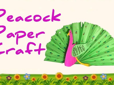 Diy Peacock origami | Paper Crafts for Kids | Easy Pink and Green Peacock With Paper