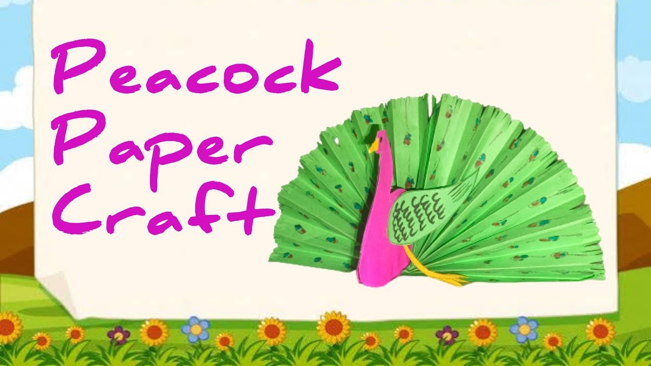 Diy Peacock origami | Paper Crafts for Kids | Easy Pink and Green Peacock With Paper