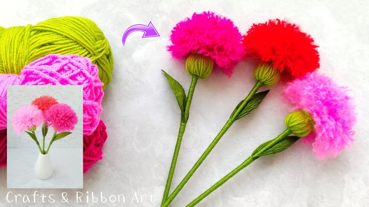 It's Amazing !! Super Easy Flower Craft Ideas with Wool - DIY Beautiful Woolen Flowers - Home Decor