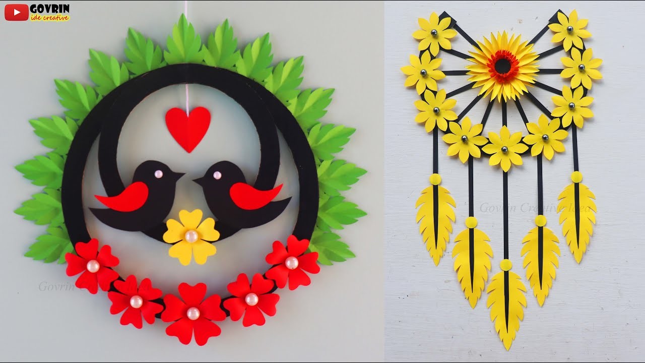 Quick and Easy Wall Hanging Ideas. Flower Home decor DIY. How to make Simple Paper craft Ideas
