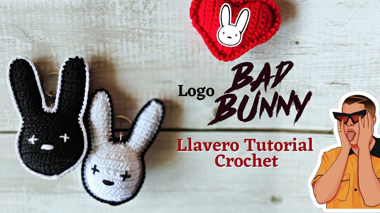 Bad Bunny Crochet Tutorial Llavero | Logo Conejo Malo | Amis Tejiendo Momentos ENG.SPA Subs