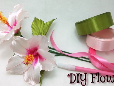 DIY. How to make satin ribbon flower hibiscus ???? easy