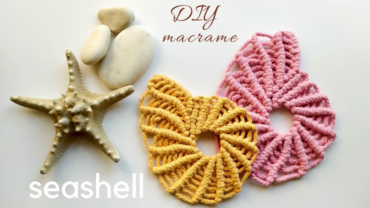 DIY Macramé seashell tutorial, new macrame shell pattern for coaster, table mat, new design