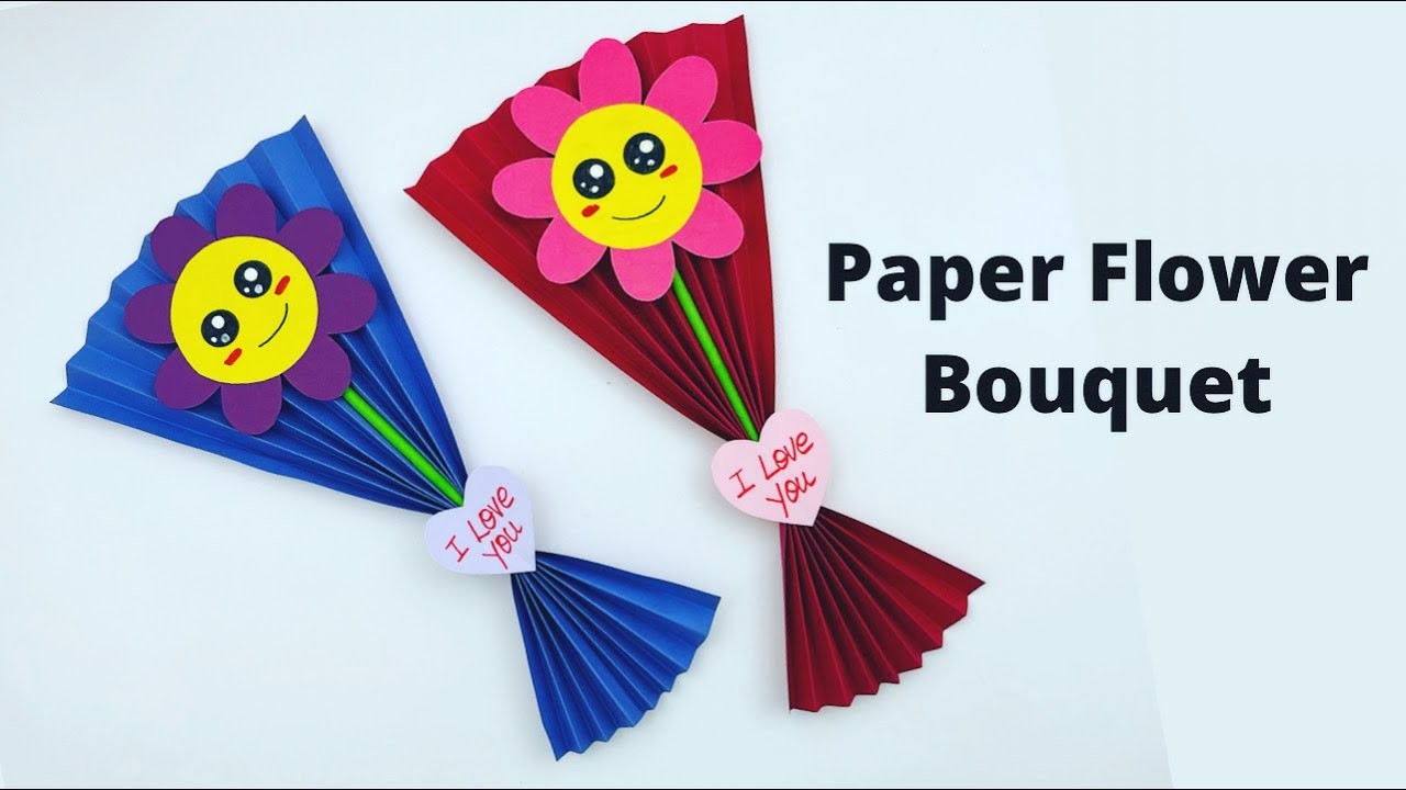 How To Make Paper Flower Bouquet For Kids. Mother's Day Craft Ideas.Paper Craft Easy. KIDS crafts