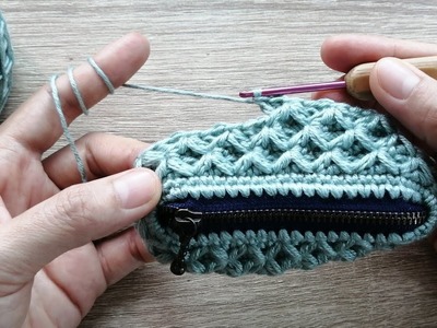 Super easy crochet coins purse with zipper????Step By Step????????3D​ Crochet​