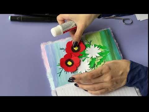 DIY CRAFT notebook. paper craft. DIY notebook. school craft Applique flowers