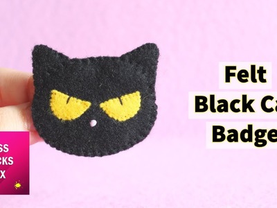 DIY: Easy Black Cat Face Felt Badge | Felt Craft.