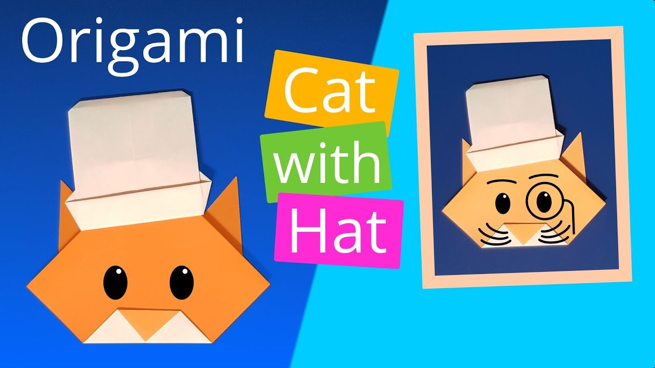 Easy Origami Cat With Hat ????????