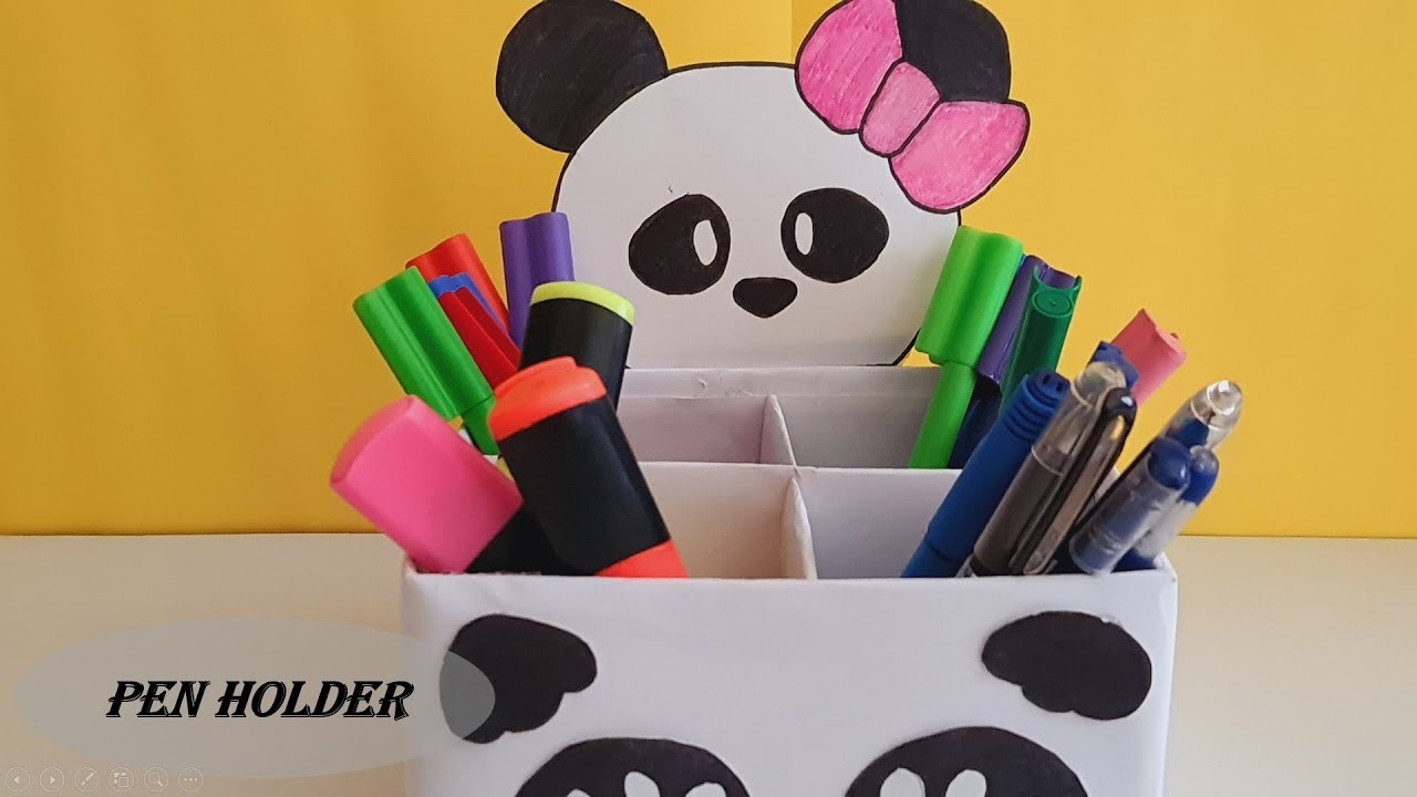 PANDA PEN HOLDER |EASY DIY PAPER CRAFT.How to Make a Paper Pen Holder.DIY Paper Pen Holder.dv craft