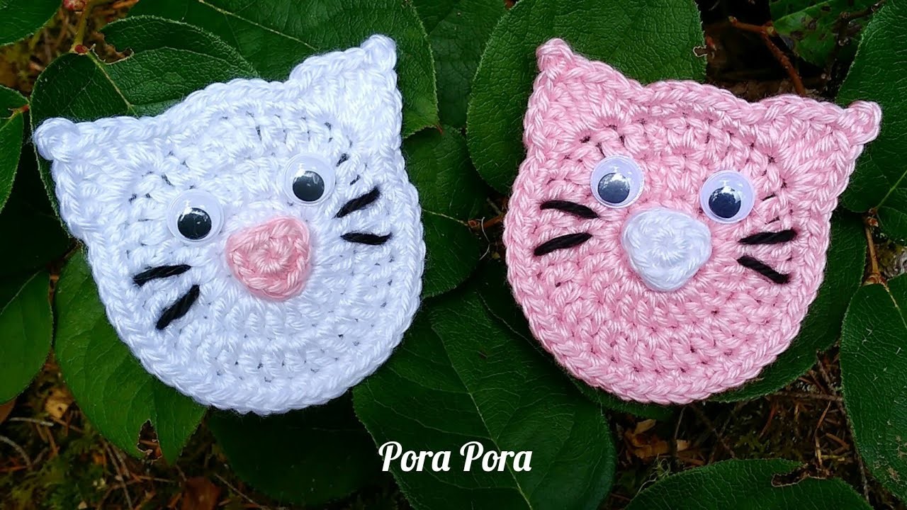 Crochet Cat Applique I Crochet Animal Applique Tutorial I Pora Pora Crochet