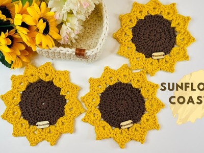 Easy Crochet Sunflower Coaster | Crochet Coasters