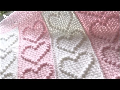 Part 1 , crochet bobble heart baby blanket , made in panels , video to follow of how to join ????