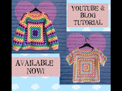 The Classic Granny Sweater & Granny Tee, Crochet tutorial, learn to crochet, Sweater Pattern,