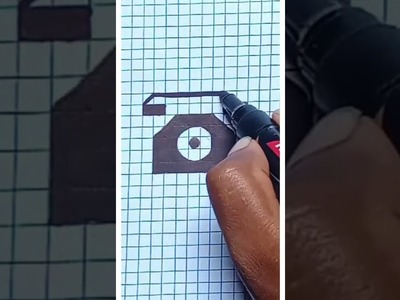 3D Telephone Drawing On Graph Paper