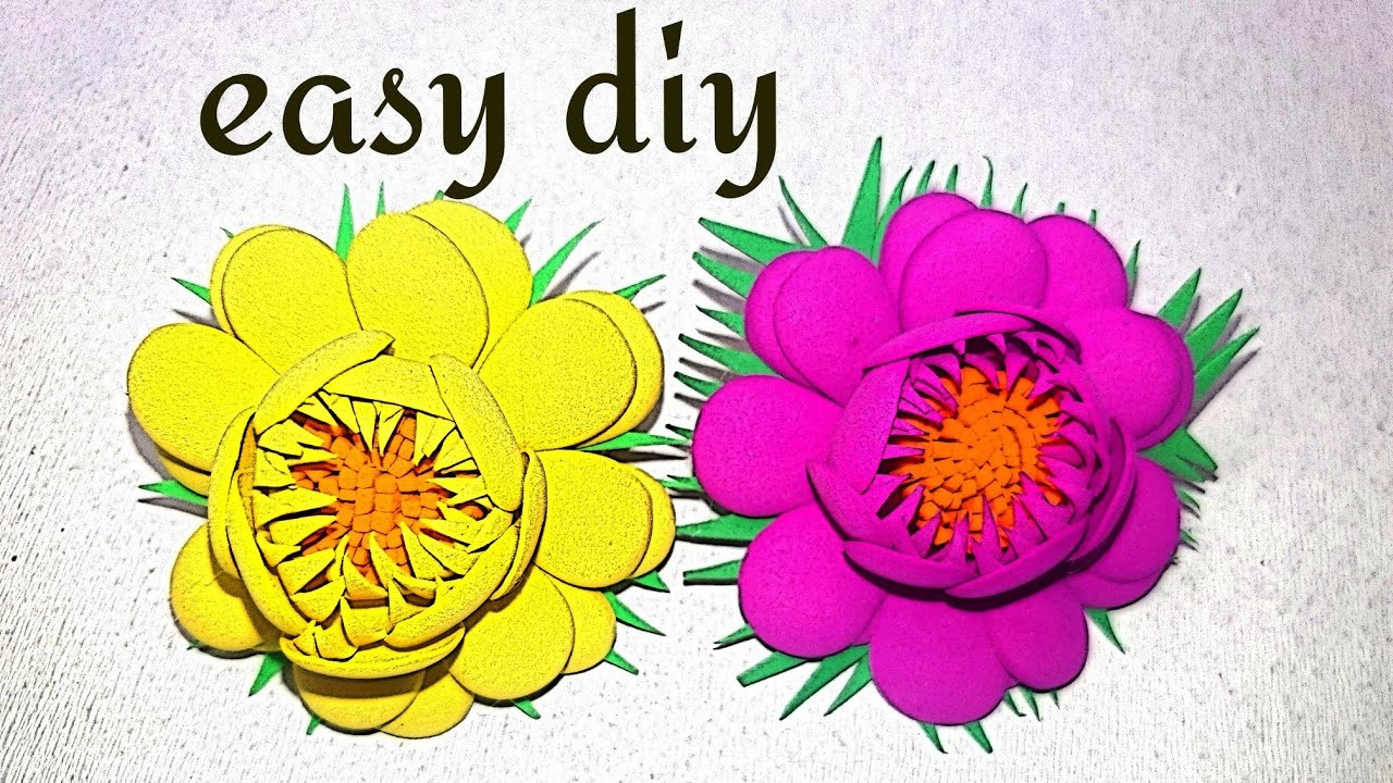 Diy flowers ideas. Simple method for foam sheet flowers. Easy to make hair accessories